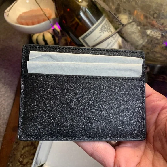 Authentic Kate Spade smooth glitter leather card case in box - Picture 6 of 7